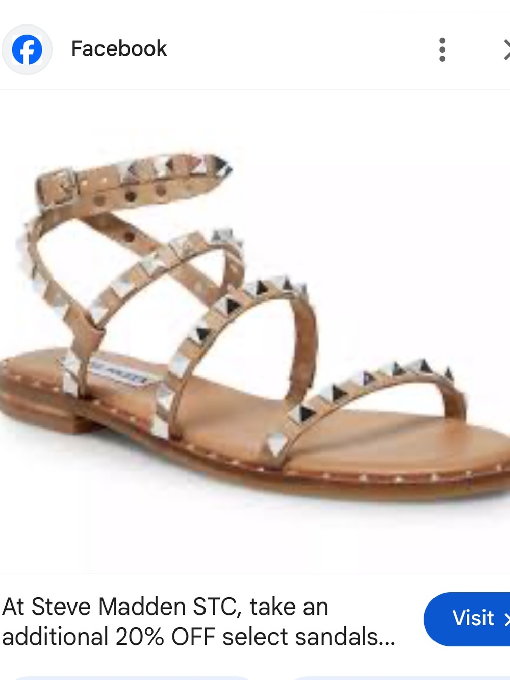 Steve Madden Beige Studded Multi-Strap Flat Sandal